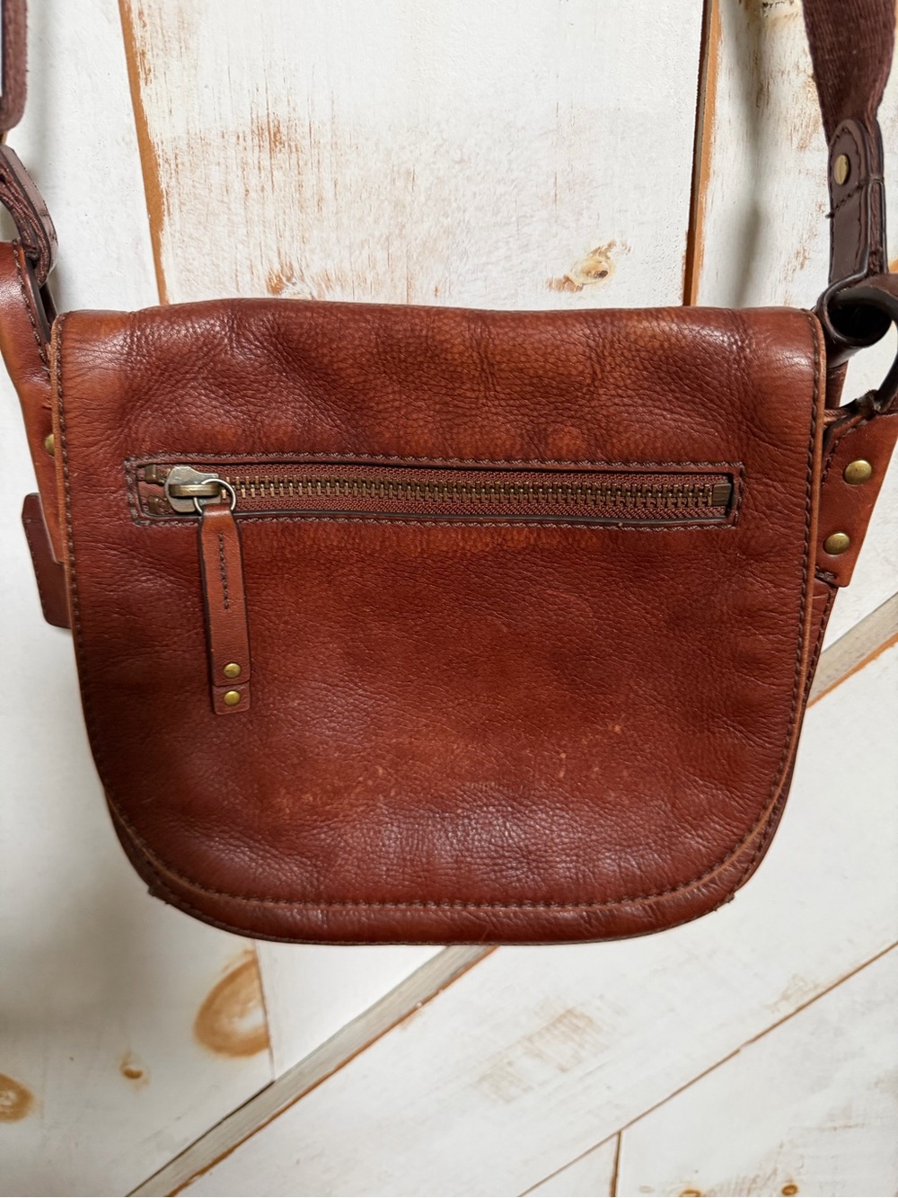 Vintage Fossil Brown Leather Crossbody Bag